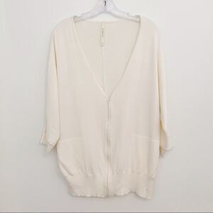 Childress Zip Front V-Neck Cardigan Cream Size Medium
